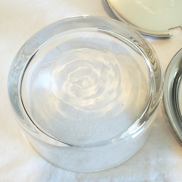 VTG Blown Glass Condiment/Sauce Bowl Metal Lid Spoon Underplate Shell Knob Italy - Picture 12 of 16